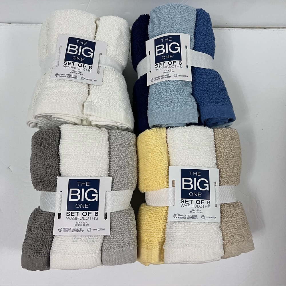 4 packs bundle the big one set Of 6 washcloths